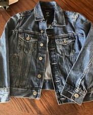 GAP Kids Denim Jean Jacket Blue Medium Wash Button Front Excellent Condition