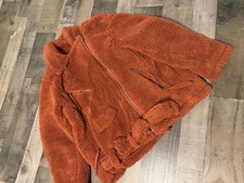 We The Free Free People Teddy Sherpa Moto Jacket Rust Orange Zip Cuffs M