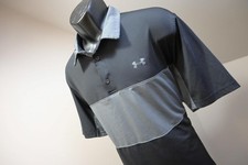 Under Armour Golf Polo Black HeatGear Performance Athletic Shirt Mens Size XL