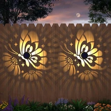 Hapjoy Solar Fence Lights 2 Pack Outdoor Deck Step Wall Lights Metal Waterpro...