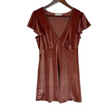 Urban Outfitters Pink Blush Crushed Velvet Short Sleeve Dress Women's Medium