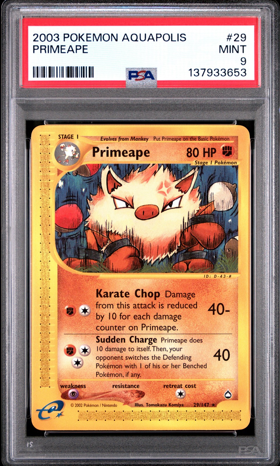 2003 POKEMON AQUAPOLIS #29 PRIMEAPE PSA 9
