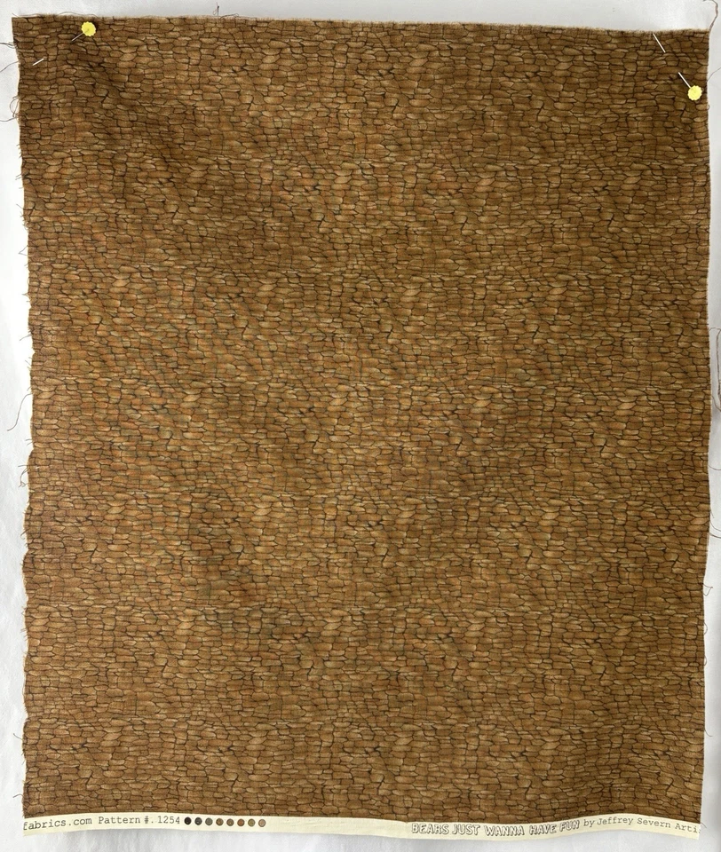 Lot 3 Brown FQs Quilt Shop Cotton Fabric 2 Tree Bark Prints and 1 Diagonal Plaid - Image 2 of 4