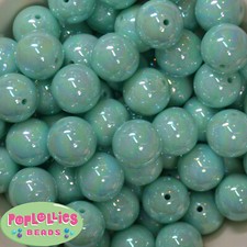 20mm Mint AB Finish Acrylic Miracle Bubblegum Beads Lot 20 pc Chunky