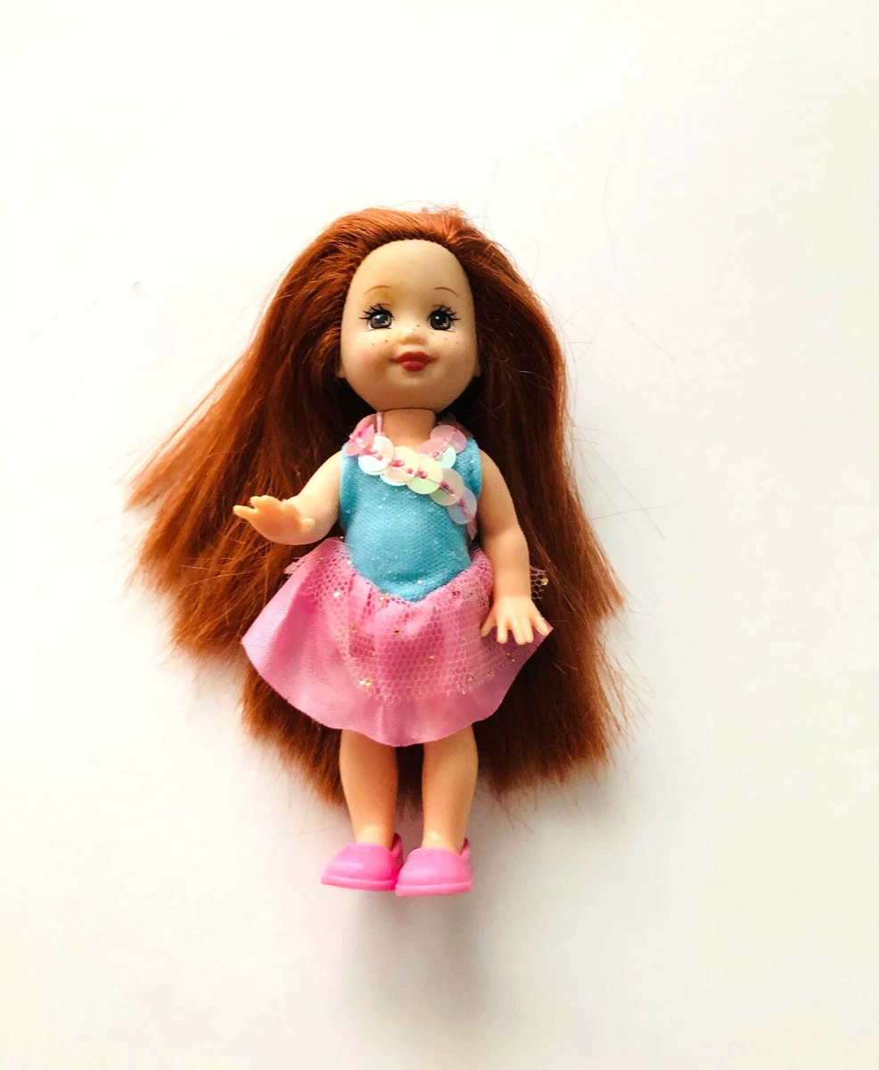 Mattel Barbie Kelly Doll Red Hair Freckles Brown Eyes Dressed Pink