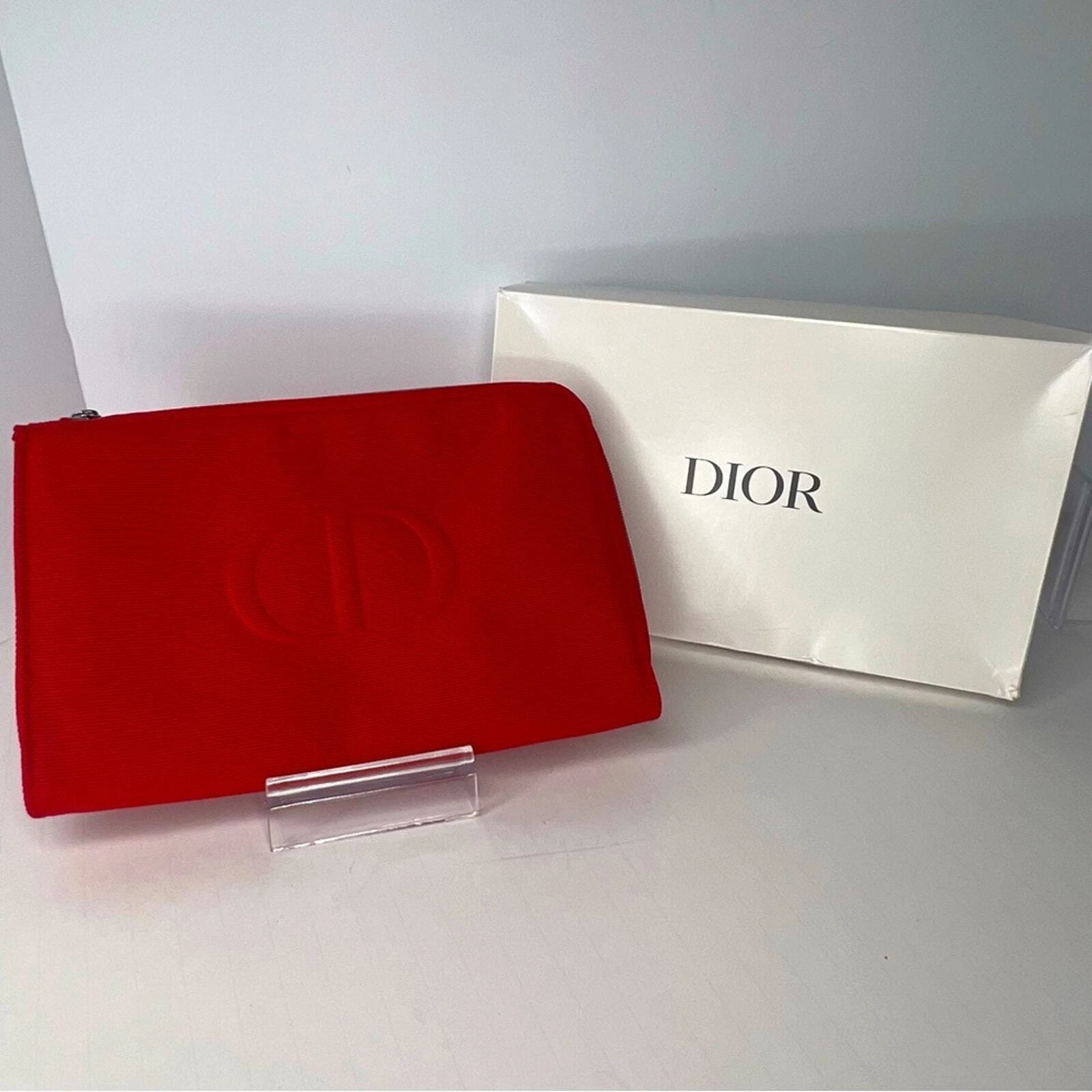 DIOR Sac/pochette/pochette de maquillage cosmétique logo beauté toile rouge   Cadeau VIP NEUF ❤️❤️