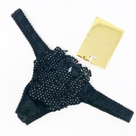 AGENT PROVOCATEUR Rare Black Soirée Ilona Thong NWT Swarovski Silk Panty Sz Xs 1