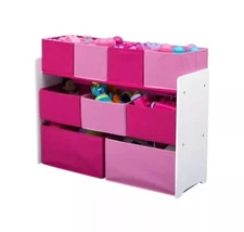 Delta Children Deluxe Multi-Bin Open Lid Toy Organizer with Storage Bins, Pink 