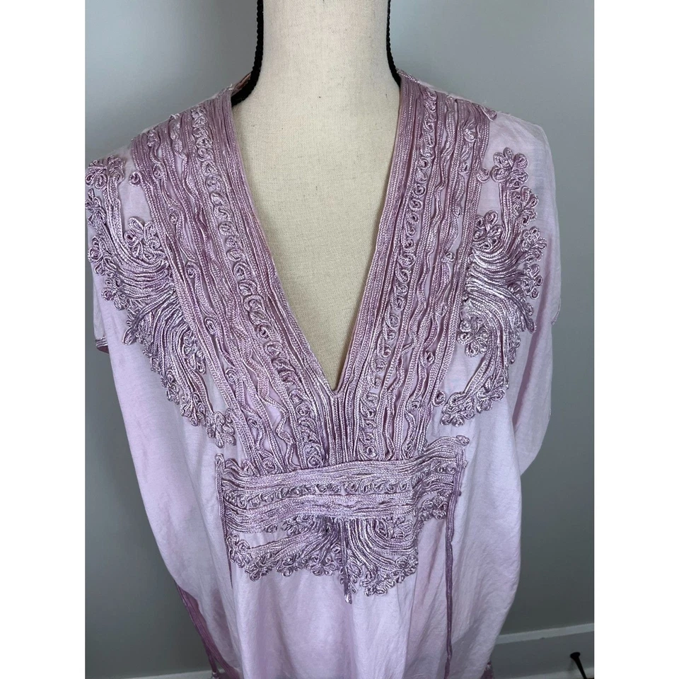 Maxi Vestido Matta New York Seda Tejido Púrpura Borla Para Mujer Talla Única Caftán  Foto 3 de 4