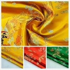 Dragon Phoenix Damask Fabric Chinese Satin Hanfu Costume Material By Metre