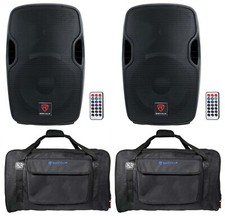  2 Rockville BPA12 12" Bluetooth 1200w DJ PA Speakers Carry Bags