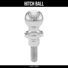 CURT Hitch Ball, Chrome, 1-7/8 Inch, 3/4 Shank, 3 Inch Length, 2K lbs, 40016