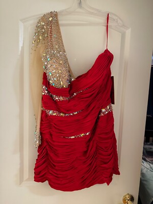 NWT may queen couture red ruched one shoulder cocktail dress (size 20)