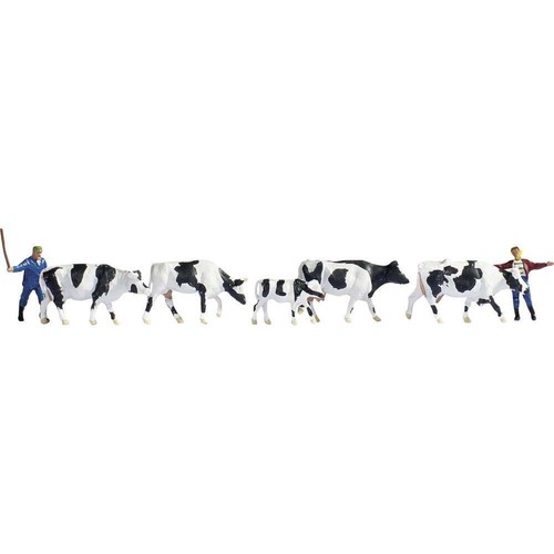Figurines Collection Miniatures - Boucher Et Vaches Sportives - Lot Ensemble Plastique