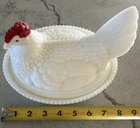 LG Vintage Westmoreland Milk Glass “Hen  on Nest” Covered Candy Dish Split Tail