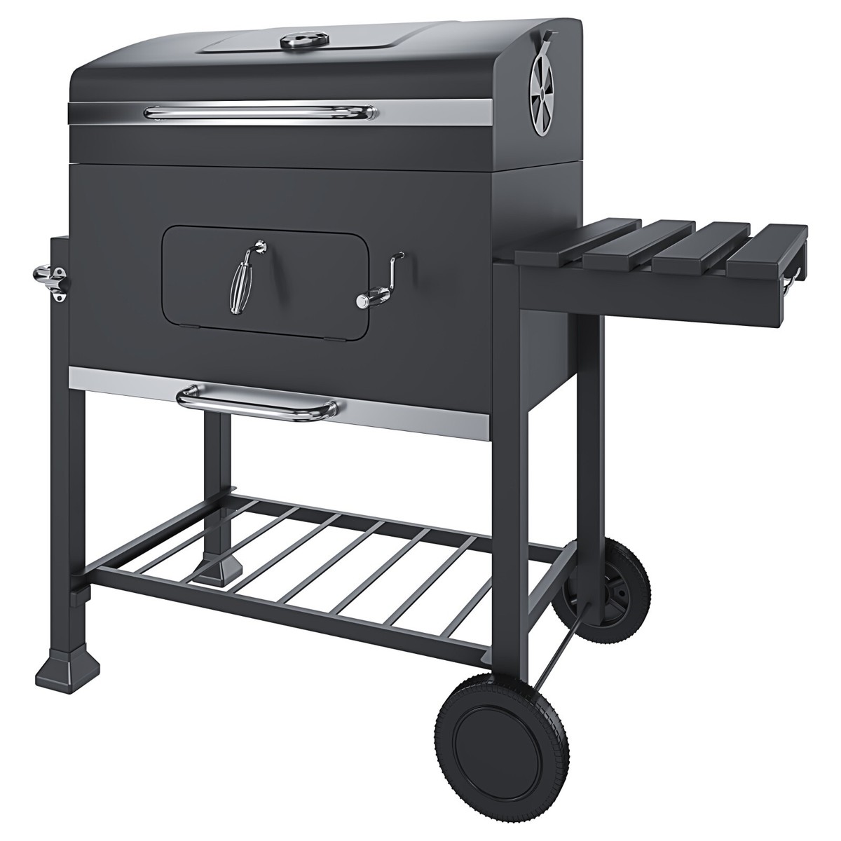 Barbecue A Carbonella Pieghevole In Acciaio Inox - 130x32x71 Cm, Per 5-15 Persone, Completo Di Accessori Per Campeggio E Giardino