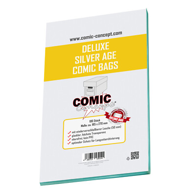Comic Concept Deluxe Silver Age Bags (185 x 270 mm) 100 Hüllen mit Lasche