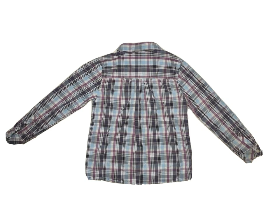 Hanna Andersson Boys 120 (6) Plaid Button Down Collared Dress Shirt Blue Purple - Image 4 of 4