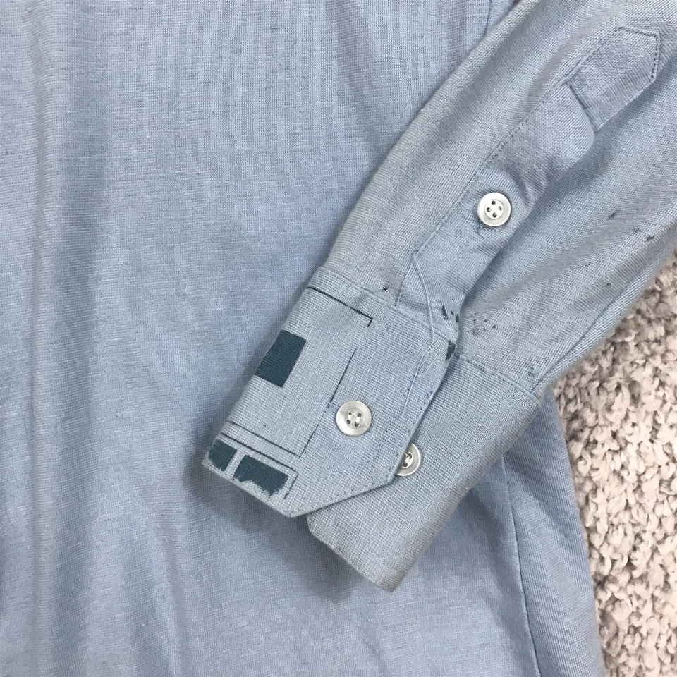 Givenchy For Chesa Shirt Mens Medium Small Button Up Long Sleeve Blue Geometric - Image 3 of 4