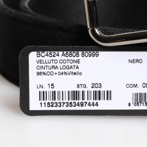 Cinturón DOLCE & GABBANA Negro Algodón Plata Metal Hebilla Hombres 85 cm/34 pulgadas PVP 400 USD Foto 2 de 4