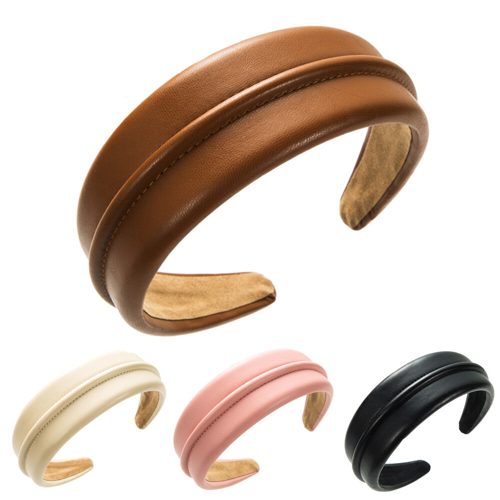 PU Leather Wide Headband for Face Wash & Makeup – Soft Anti-Slip Hair Hoop Accessory-image