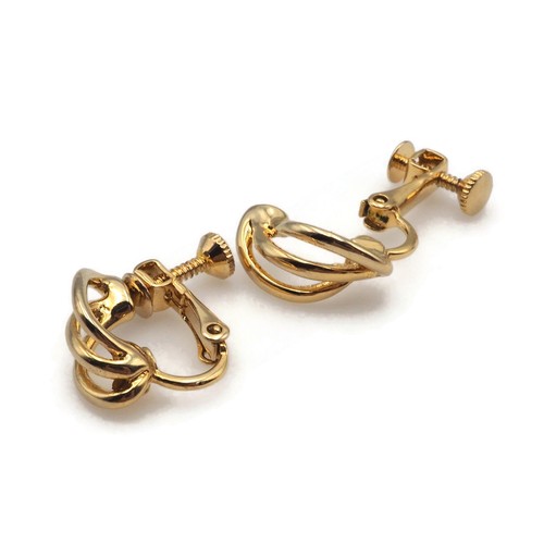 Pendientes de moda vintage con clip para remolinos calados pequeños tono dorado atornillados - Imagen 11 de 12