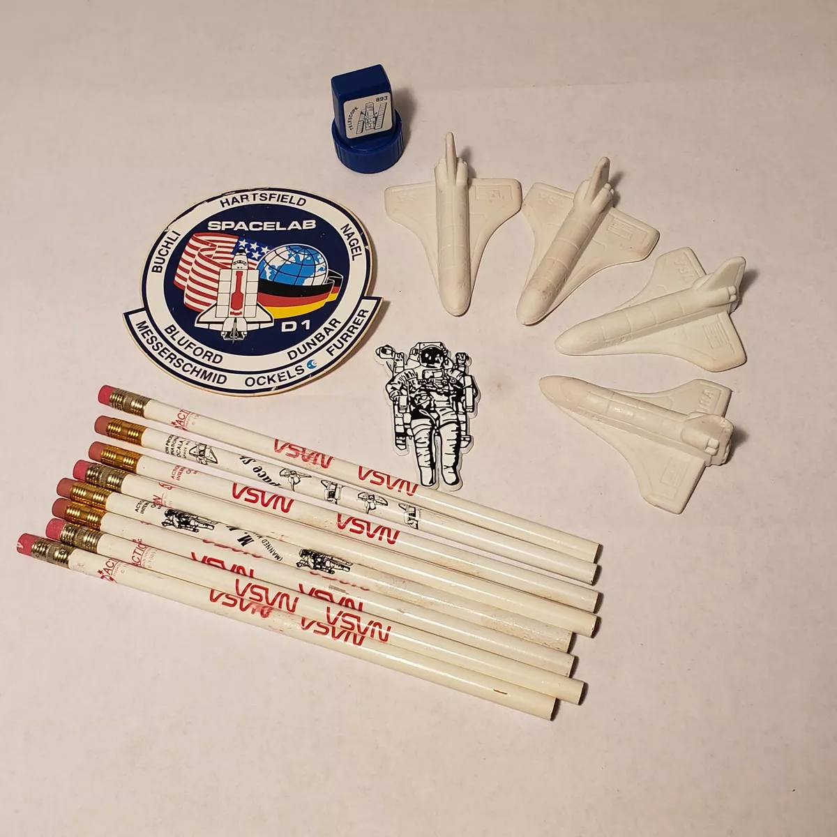 VTG NASA PENCILS ERASERS STAMP MAGNET STICKER CLASSROOM SHUTTLE HUBBLE TELESCOPE