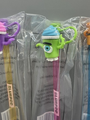 7-Eleven Slurpee Straws Set of 3 cyclops cup monsters purple green orange - Picture 3 of 8