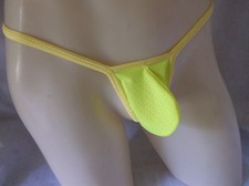 Men's G String Thong Micro Rocket front, Back Choice, Sport nylon Yellow by SWIC