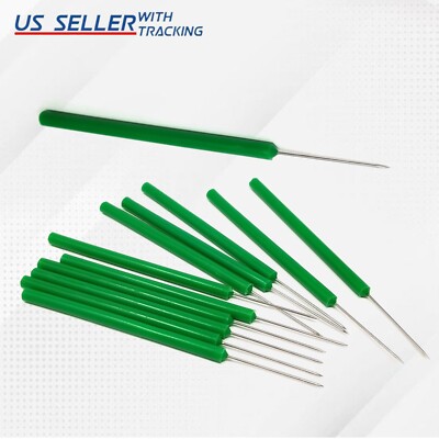 12x Dissecting Dissection Lab Teasing Needle Straight Pointed Pin-Plastic Handle