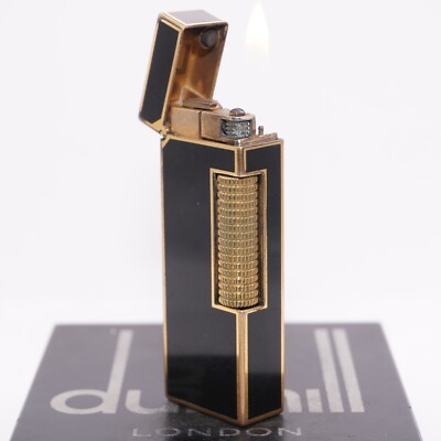 Dunhill Rollagas Lighter Gold/Black Lacquer_Ultrasonically Cleaned_WORKING