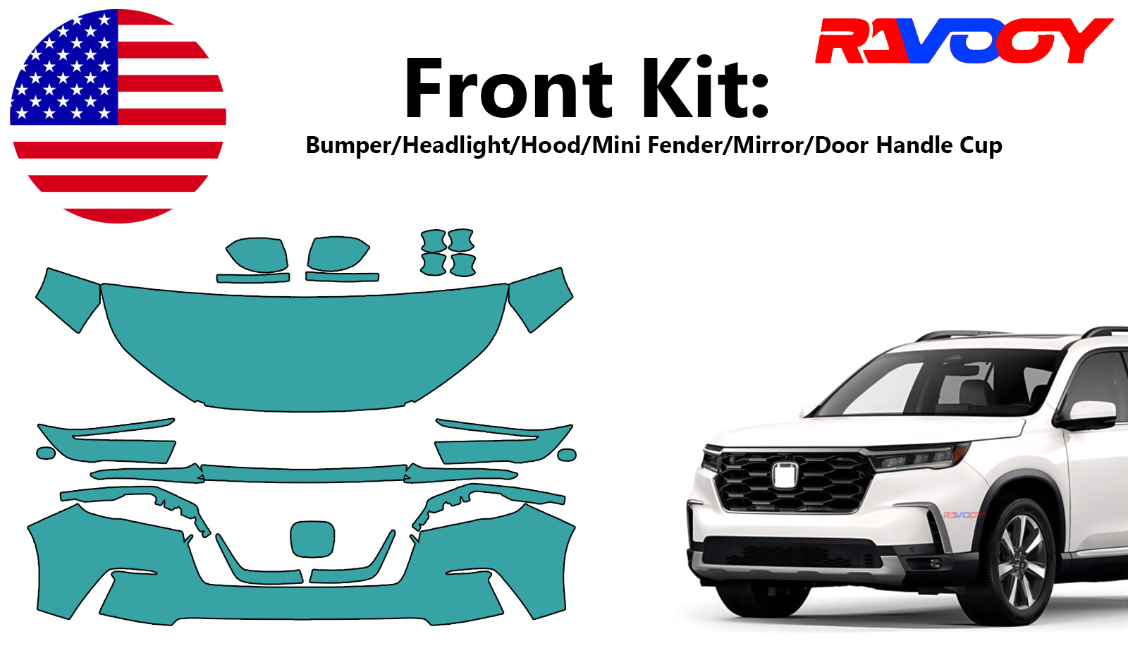 For Honda Pilot 2023-2025 Front Paint Protection Film PreCut Kit PPF
