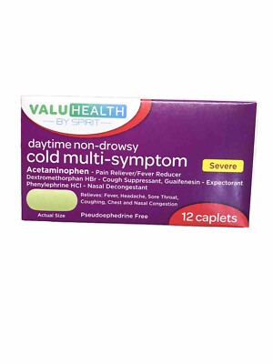 Cold Multi-Symptom Severe Daytime Non-Drowsy, 12 Caplets-New(See Below)-SHIP24HR