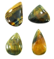 168.45 Ct Natural Brown Tiger Eye Loose Gemstone Cabochon 4 Pcs Stone Lot - 1249