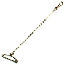 9ct Gold Brooch Safety Chain with Safety Pin Clip & Tension Clip - FS41