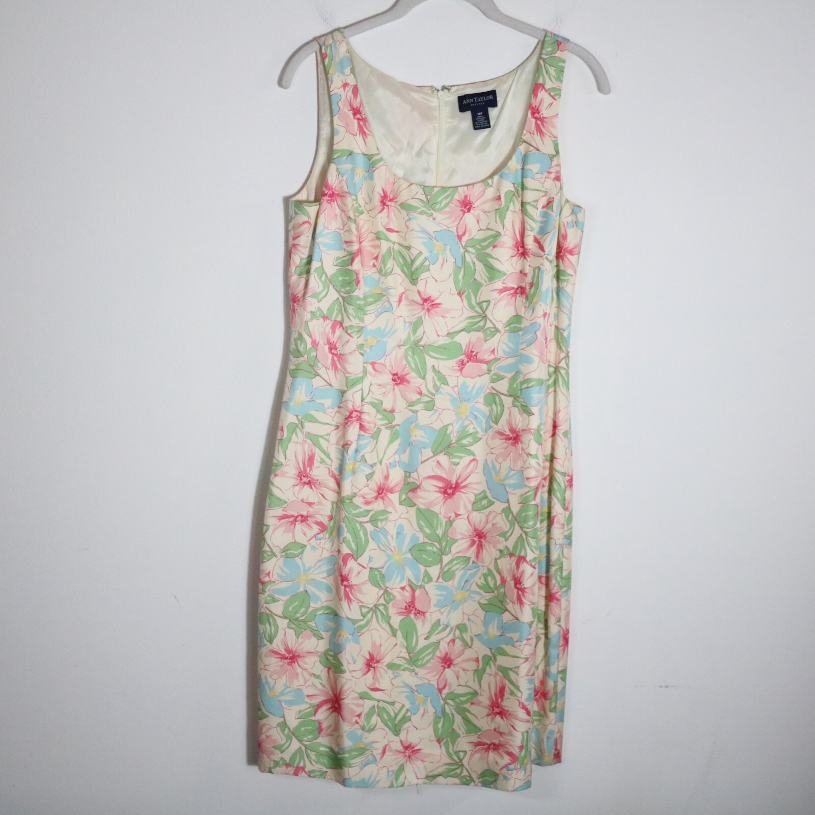 Ann Taylor Vintage Y2K Floral Silk Dress Womens 10P Cottagecore Tea Garden Party