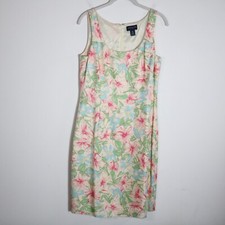 Ann Taylor Vintage Y2K Floral Silk Dress Womens 10P Cottagecore Tea Garden Party