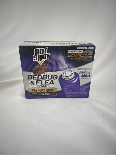 Hot Shot Bedbug Flea Lice &amp; Tick Fogger w/ Nylar 3 Can Pack 2 oz Ea ...