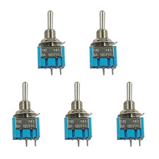 5Pcs Mini Toggle Switch SPST 2 Position On/Off 2 Pin 6A 125VAC 3A 250VAC, Miniat