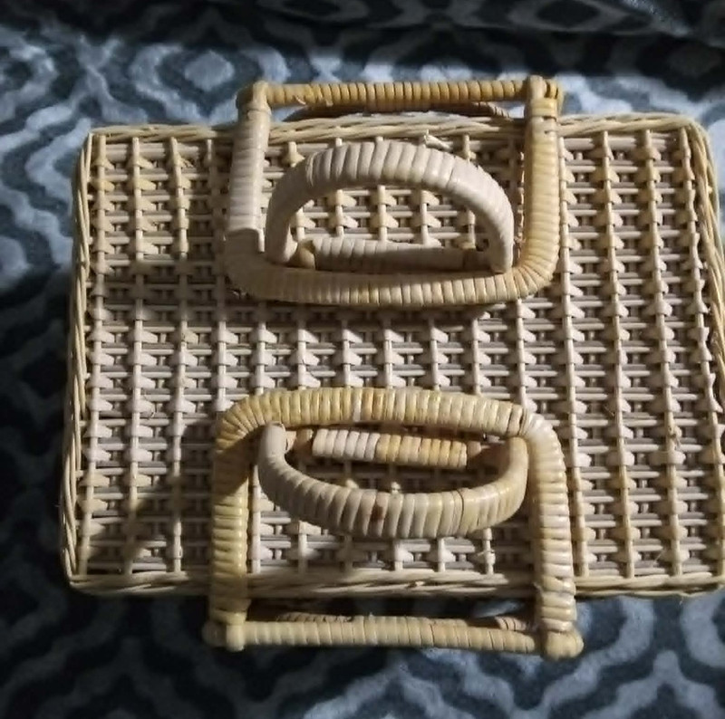 vintage wicker picnic basket or sewing basket crafts with handles