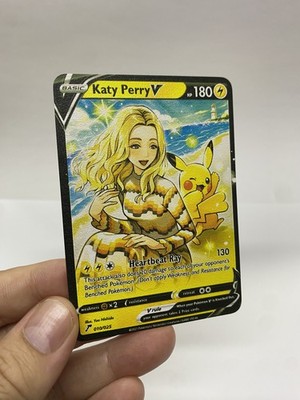 Katy Perry V Gold Metal Pokémon Card-Collectible Gift Display！Christmas