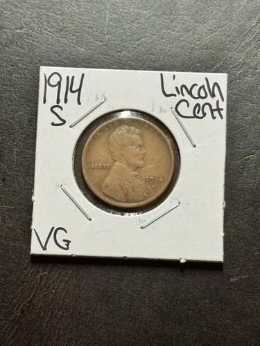 1914 S Lincoln Wheat Cent Penny VG Very Good U.S. 1c Better Date Coin (Raw18405)