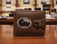 Men's Faux Brown Leather Zip All Around Wallet