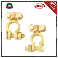 2pcs Brass Battery Terminal Connectors Positive Negative Cable Ends Car Truck...