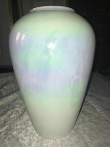Vintage CAMBRIDGE Hand Blown GLASS Rainbow OPALESCENT Curvy IRIDESCENT 12¾"VASE
