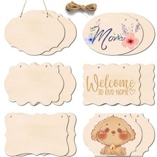 12Pcs Unfinished Wood Crafts, Rectangle-Shaped Wood Plaques for Carfts, Door ...