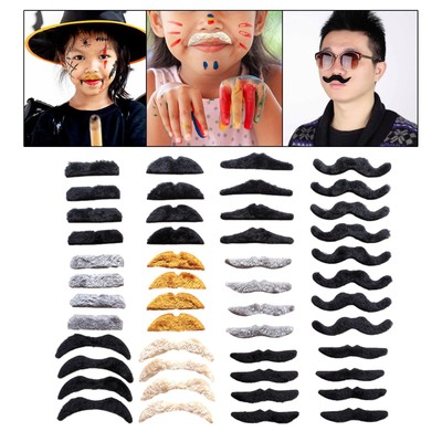 48x Fake Mustaches Set Halloween Party Realistische Fake Beard Performance