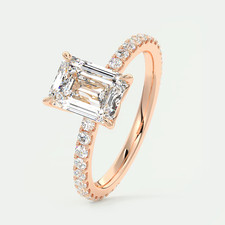 Wedding Diamond Setting Ring Semi Mount 18k Rose Gold Emerald 0.50 Carat Solid