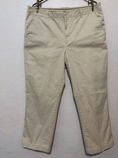 LL Bean Khaki Pants Woman Size 16 Favorite Fit Tan Straight Leg Capri Cropped