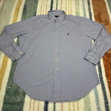 Ralph Lauren OCBD Shirt Mens XL 17 34/35 Pink University Striped Oxford Vintage